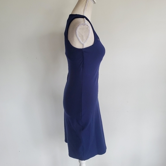 Susana Monaco Blue Split Shoulder Fitted Dress - Picture 7 of 10